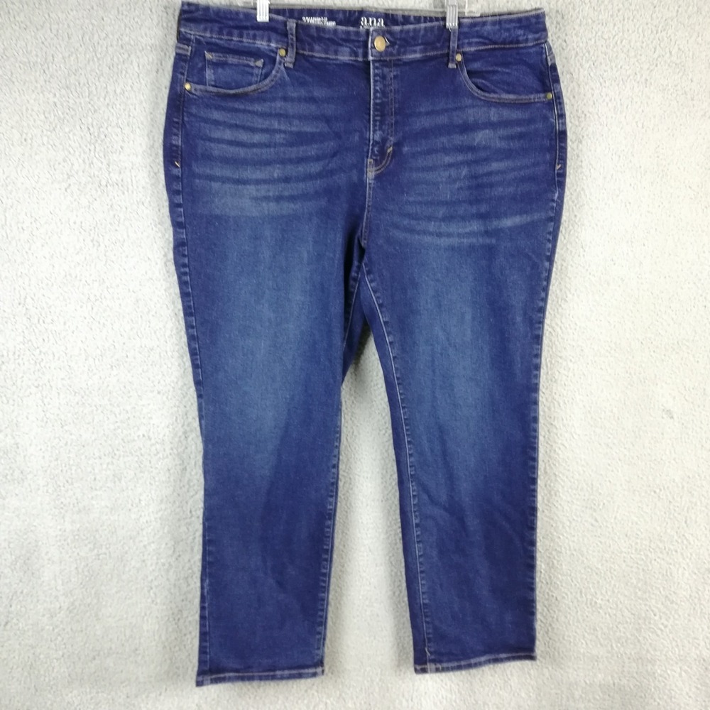 A.N.A. Womens Curvy Straight Legโ Blue Denim High Rise Dark Wash Plus 22W